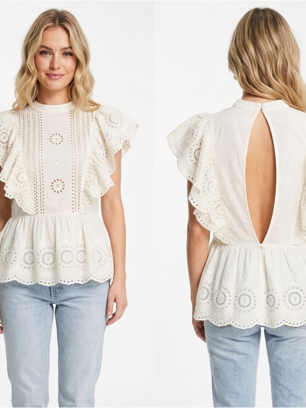ASOS | NWT CREAM RUFFLE PEPLUM TOP